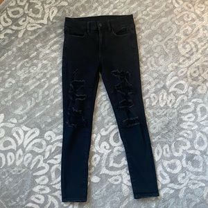 Hi rise jegging factory distressing 6 black